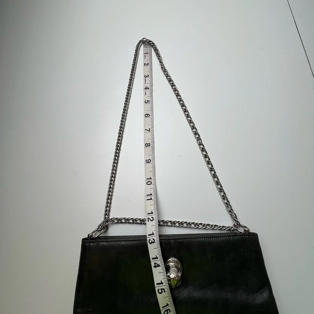 Vintage Mardane Lion/Tiger Head Dark Gray Shimmery Evening Purse  Chain Strap